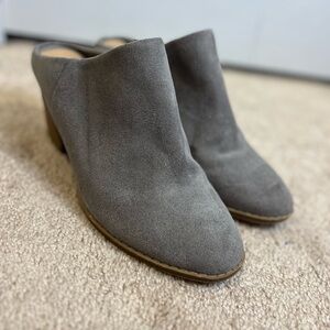 Gray Ankle Boots with Suede Material and Low Block Heel